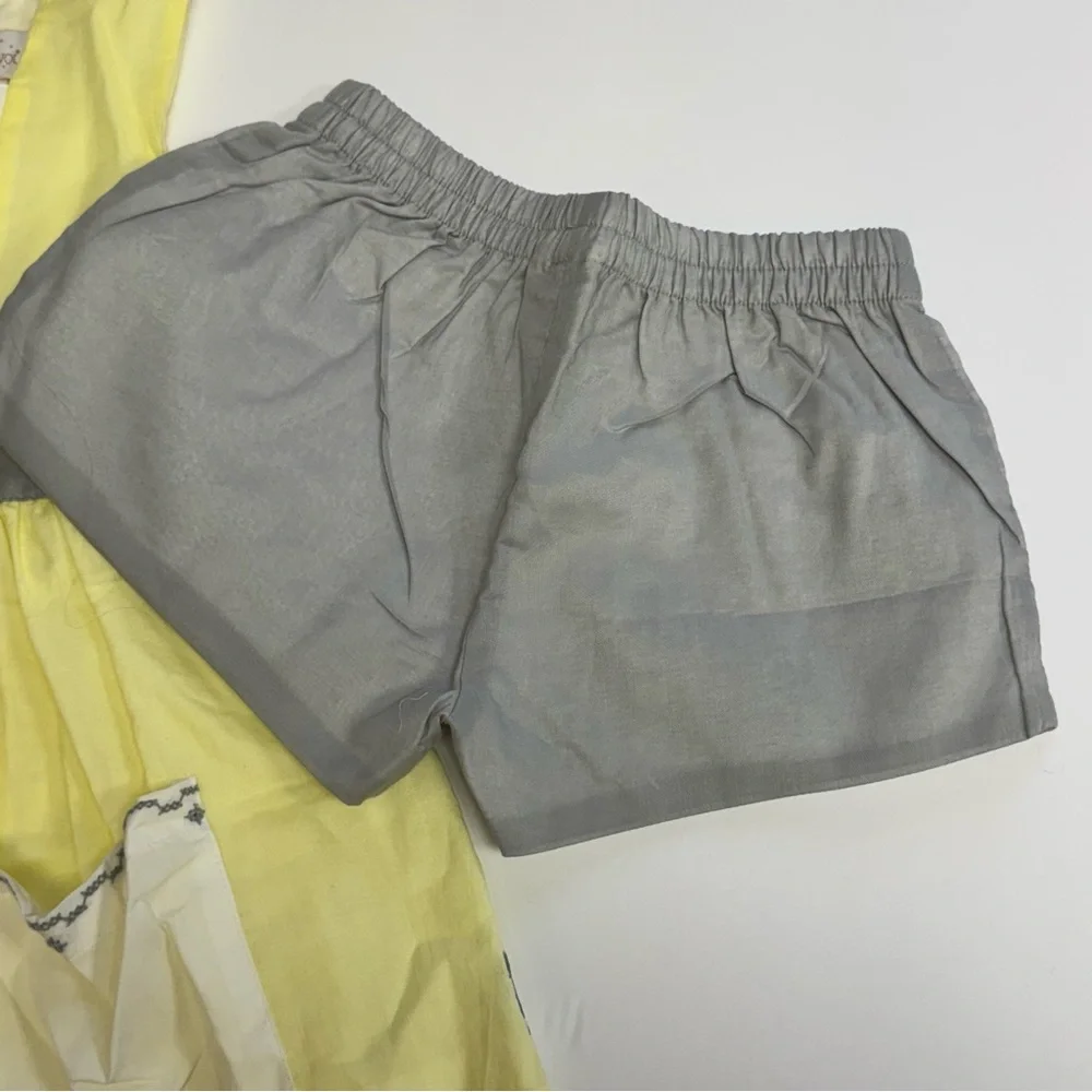 WELL DRESSED WOLF NWT Embroidered Tunic Dress & Shorts Set Yellow Gray Girls 4T